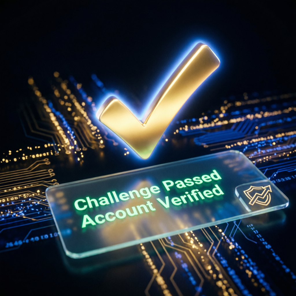 Challenge passed and account verified success visualization