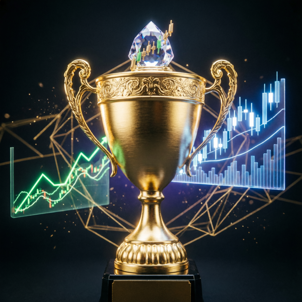 Golden trophy representing successful prop firm challenge completion