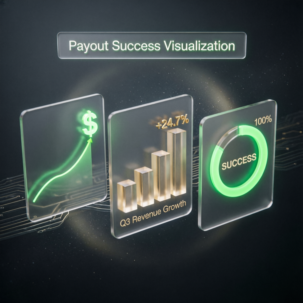 Payout success visualization with profit growth charts