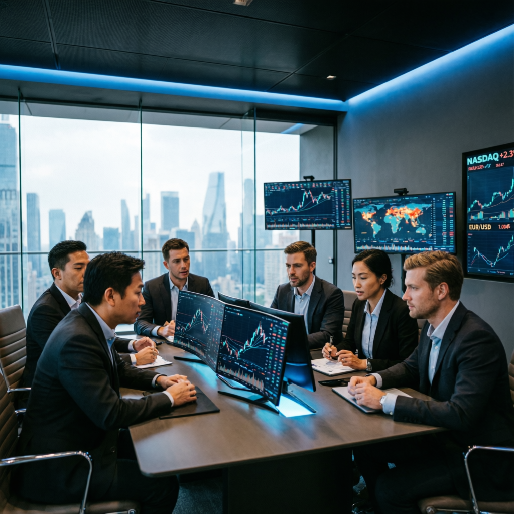 Professional Trading Expert Team Meeting Financial Analysis
