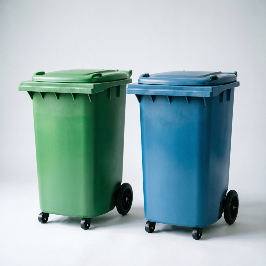 Plastic dustbins in Maharashtra – heavy duty green and blue wheelie bins