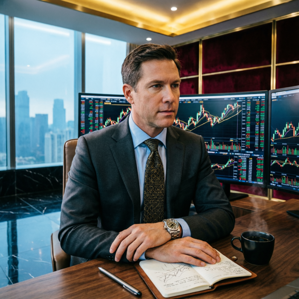 Professional trader analyzing Topstep funded account charts