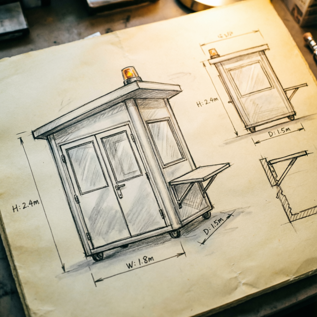 Hand-drawn sketch of traffic cabin