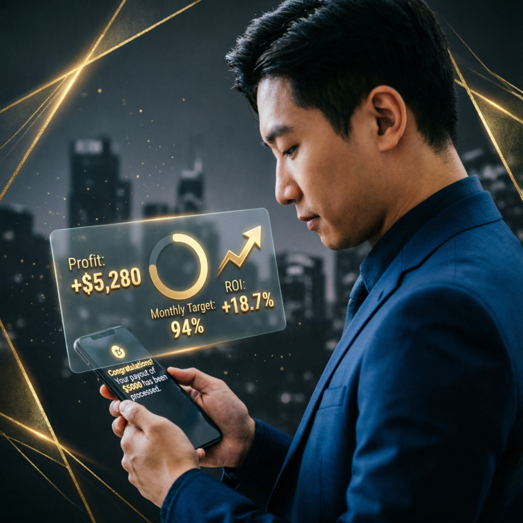 Trader receiving Topstep payout notification showing profit success