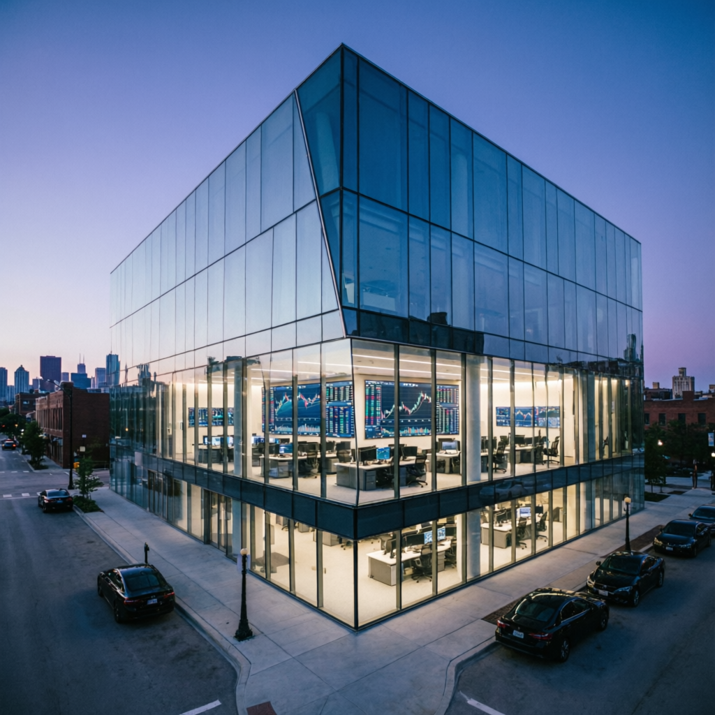 Topstep Chicago headquarters modern trading facility with professional trading floor