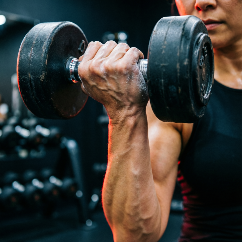 Concept imagery — controlled dumbbell curl