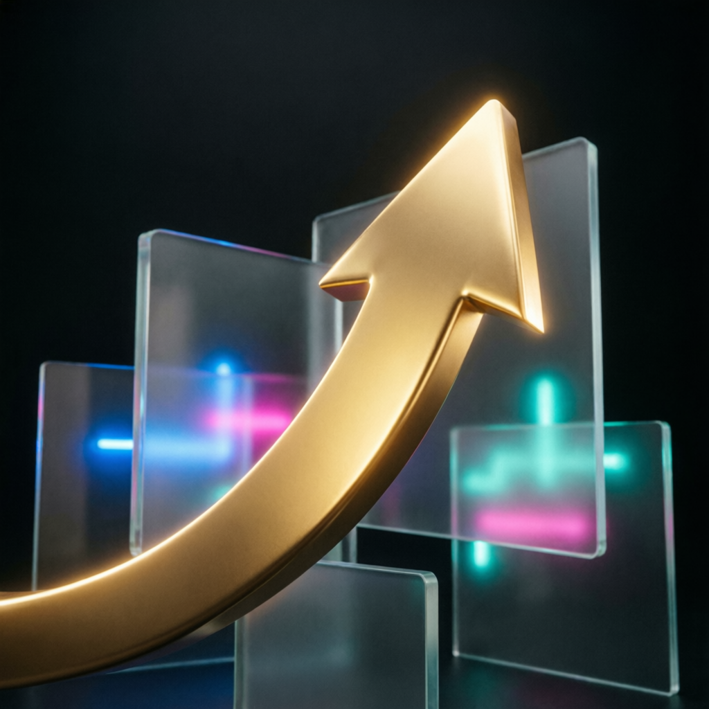 Financial growth arrow representing profit payouts and account scaling