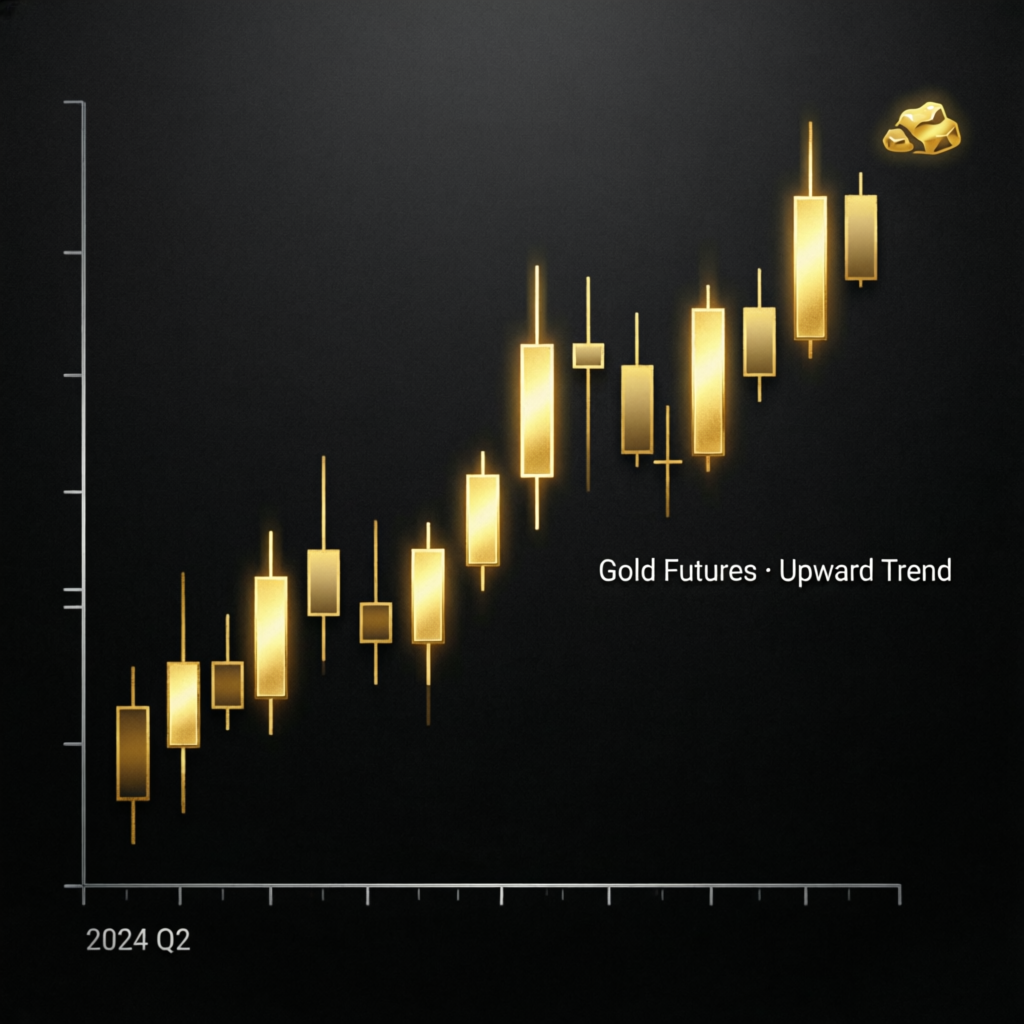 Gold futures upward trend chart showing profitable trading opportunities