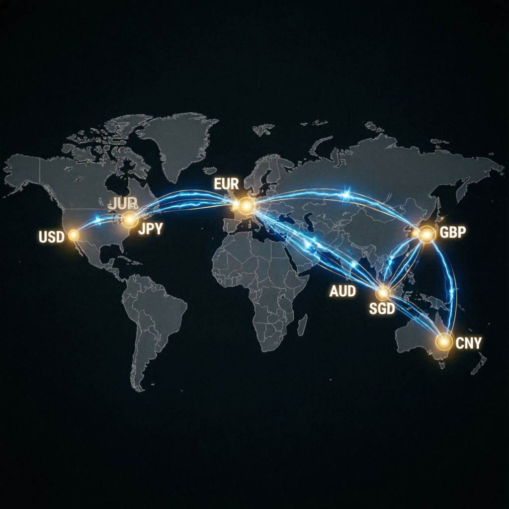 Global forex market coverage showing currency pairs and international trading networks