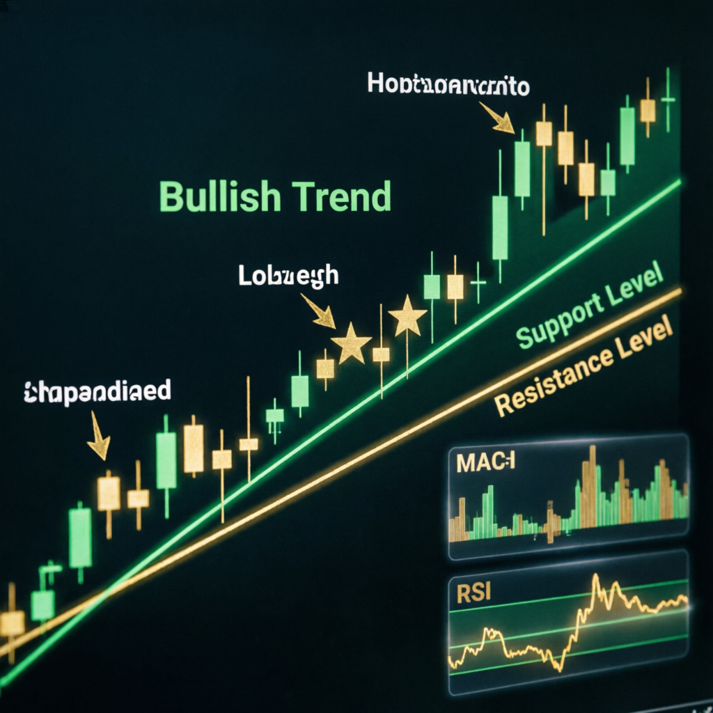 Bullish trend chart showing support and resistance levels for Topstep trading