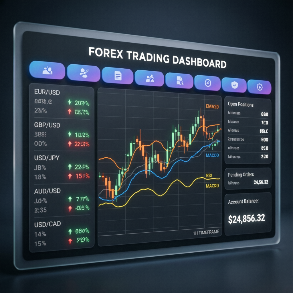 Modern forex trading dashboard interface