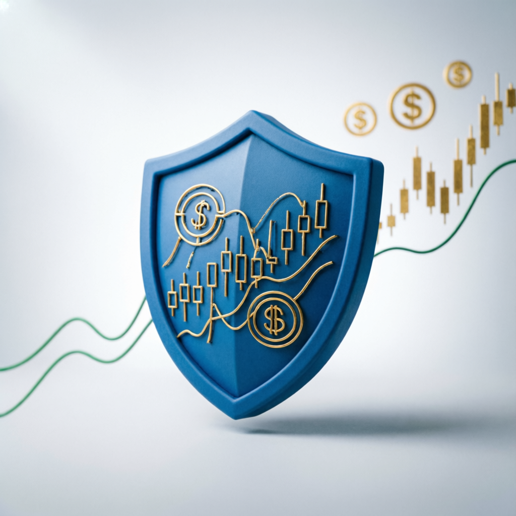 Risk management shield protecting trading capital for Blueberry Funded accounts