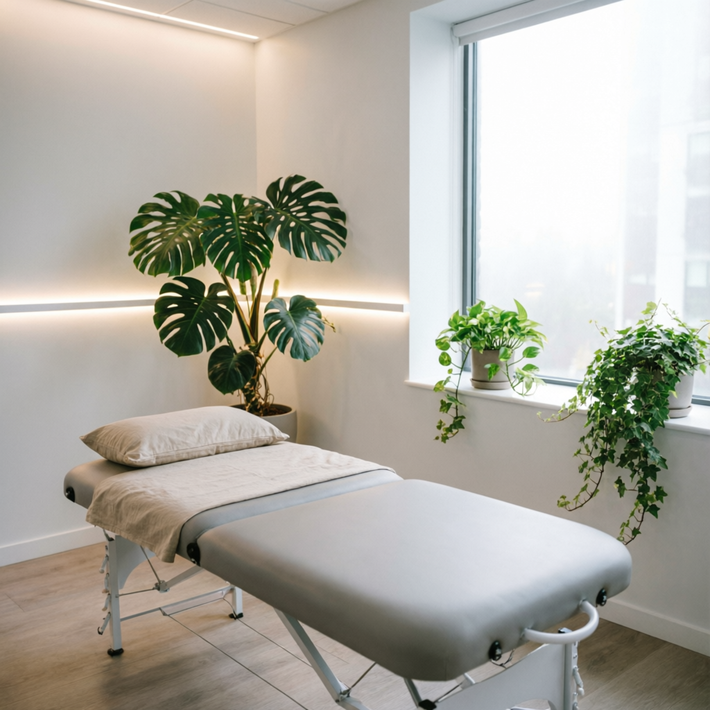 Heller Behandlungsraum einer Physiotherapie-Praxis