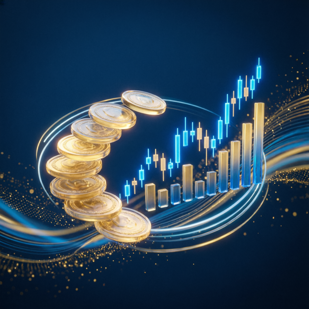 Financial growth visualization with trading profits