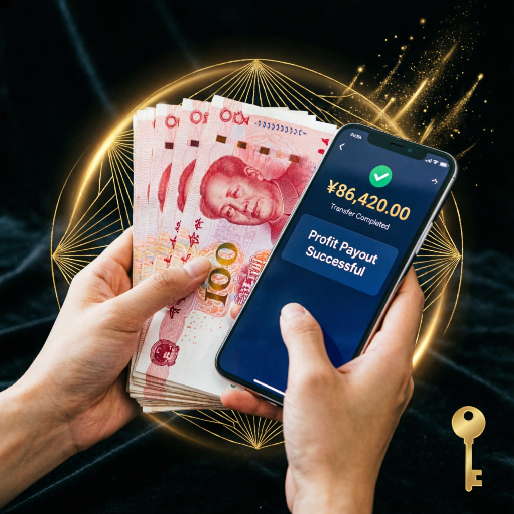 Profit payout success with cash and digital payment confirmation