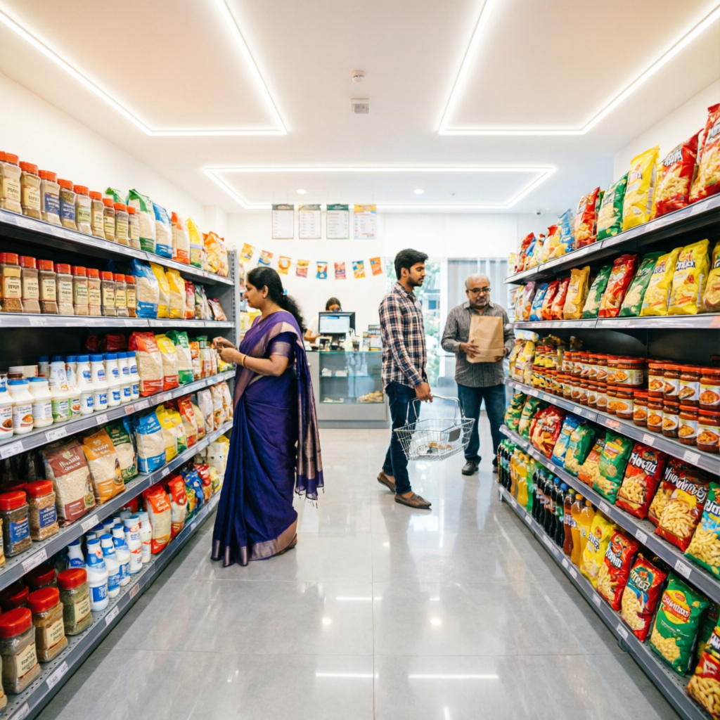 Store interior with FMCG products