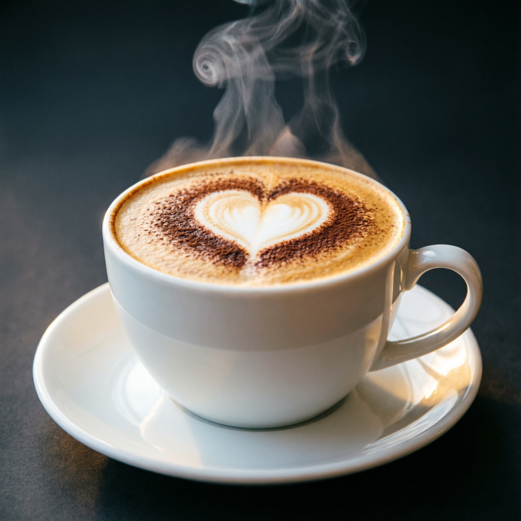 Cappuccino con arte latte de corazón