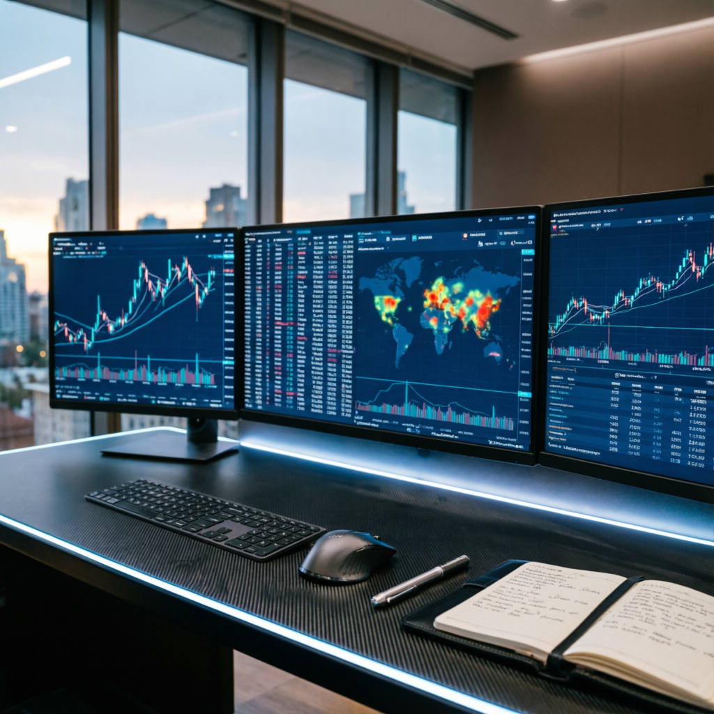 Professional Trading Setup with Multiple Monitors