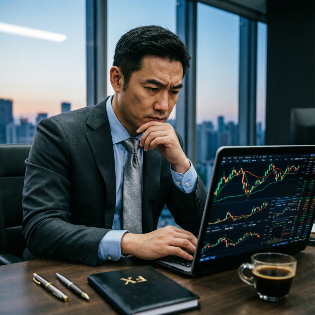 Professional Forex Trader Analyzing Charts
