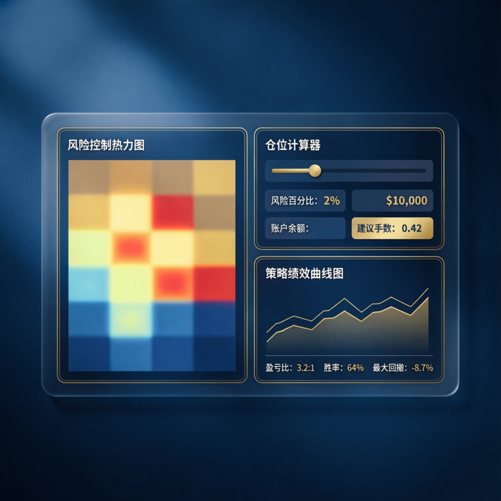 Risk management and position sizing dashboard for prop firm challenge trading