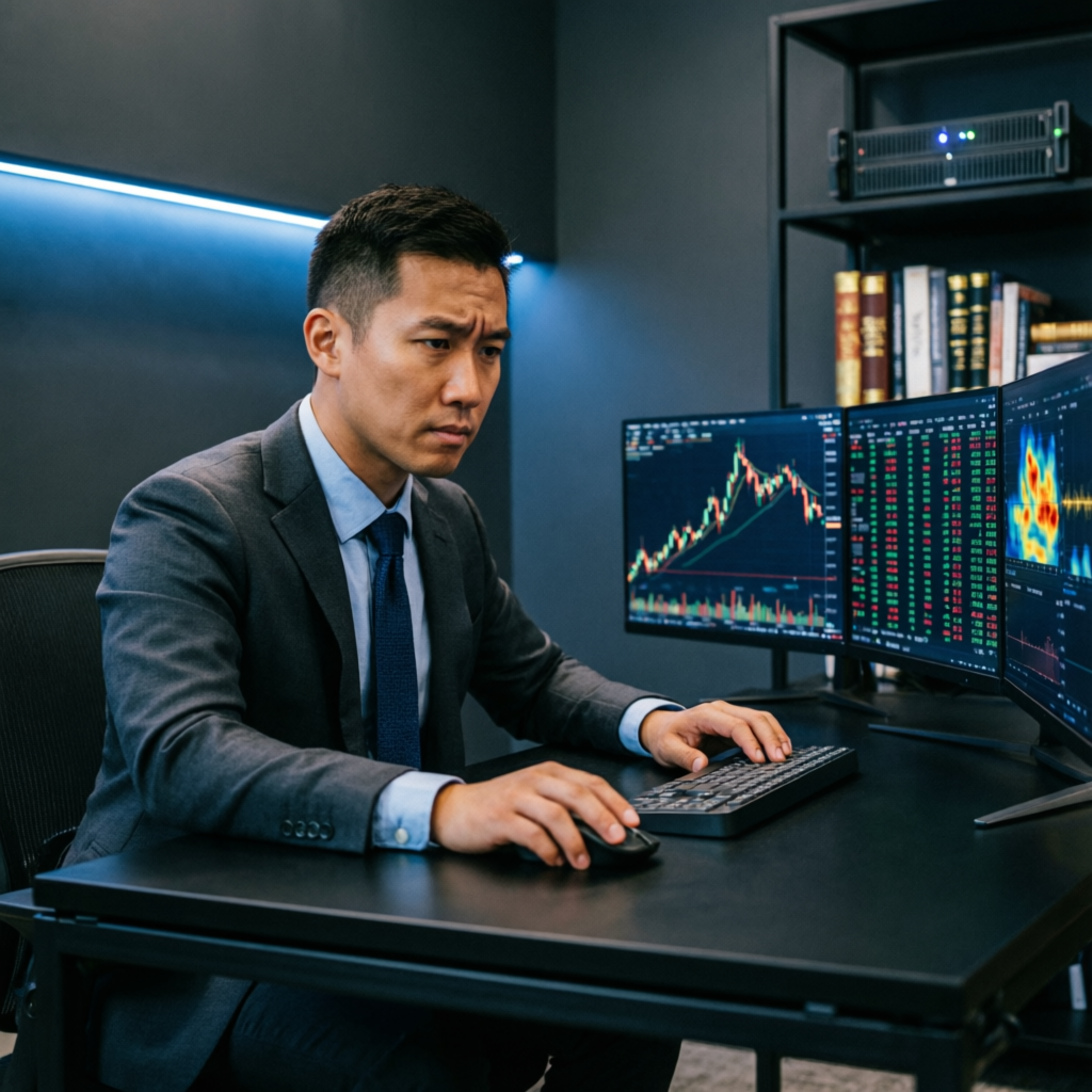 Professional Futures Trader Analyzing Market Data