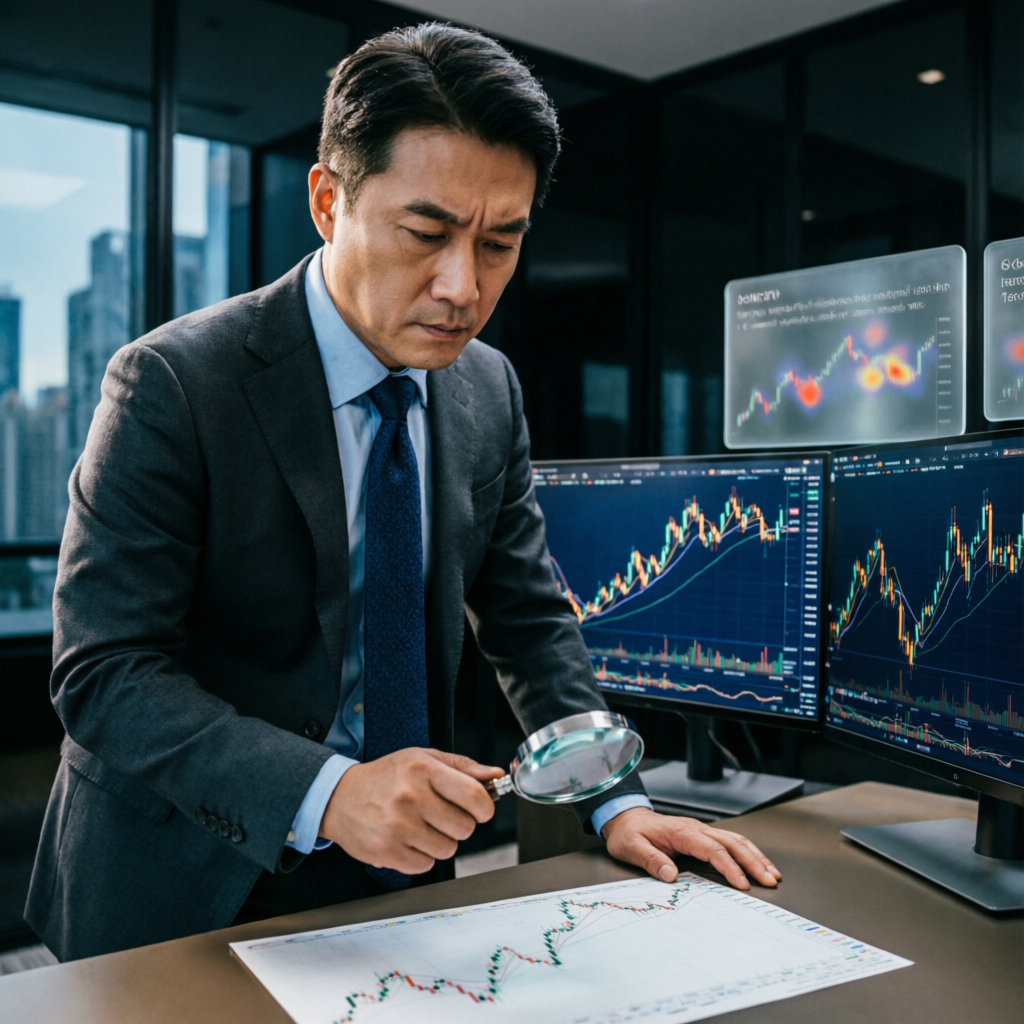 Professional forex analyst reviewing trading charts