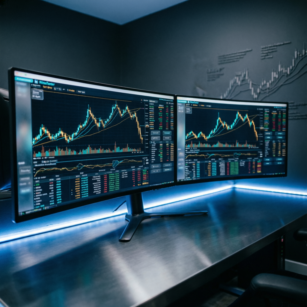 Professional trading setup with NinjaTrader platform for Apex funded accounts