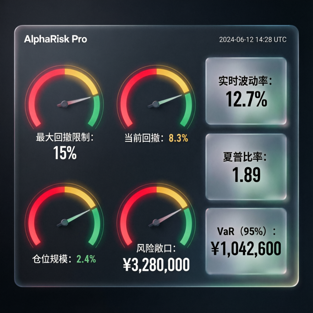 Risk management dashboard with gauges and indicators