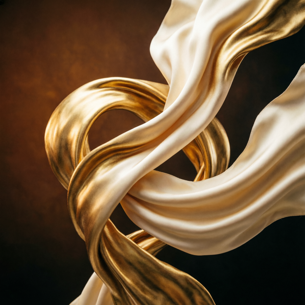 Liquid gold silk ribbons