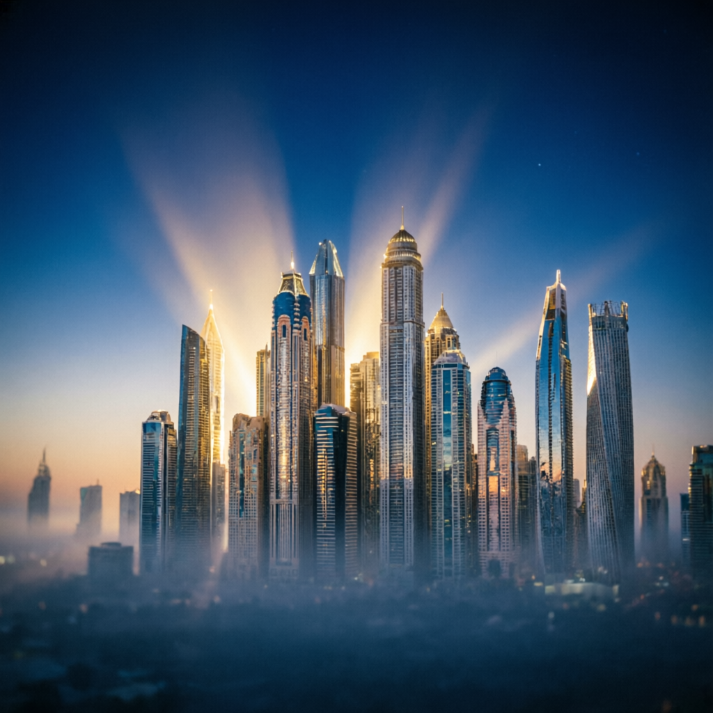 Dubai skyline at dawn