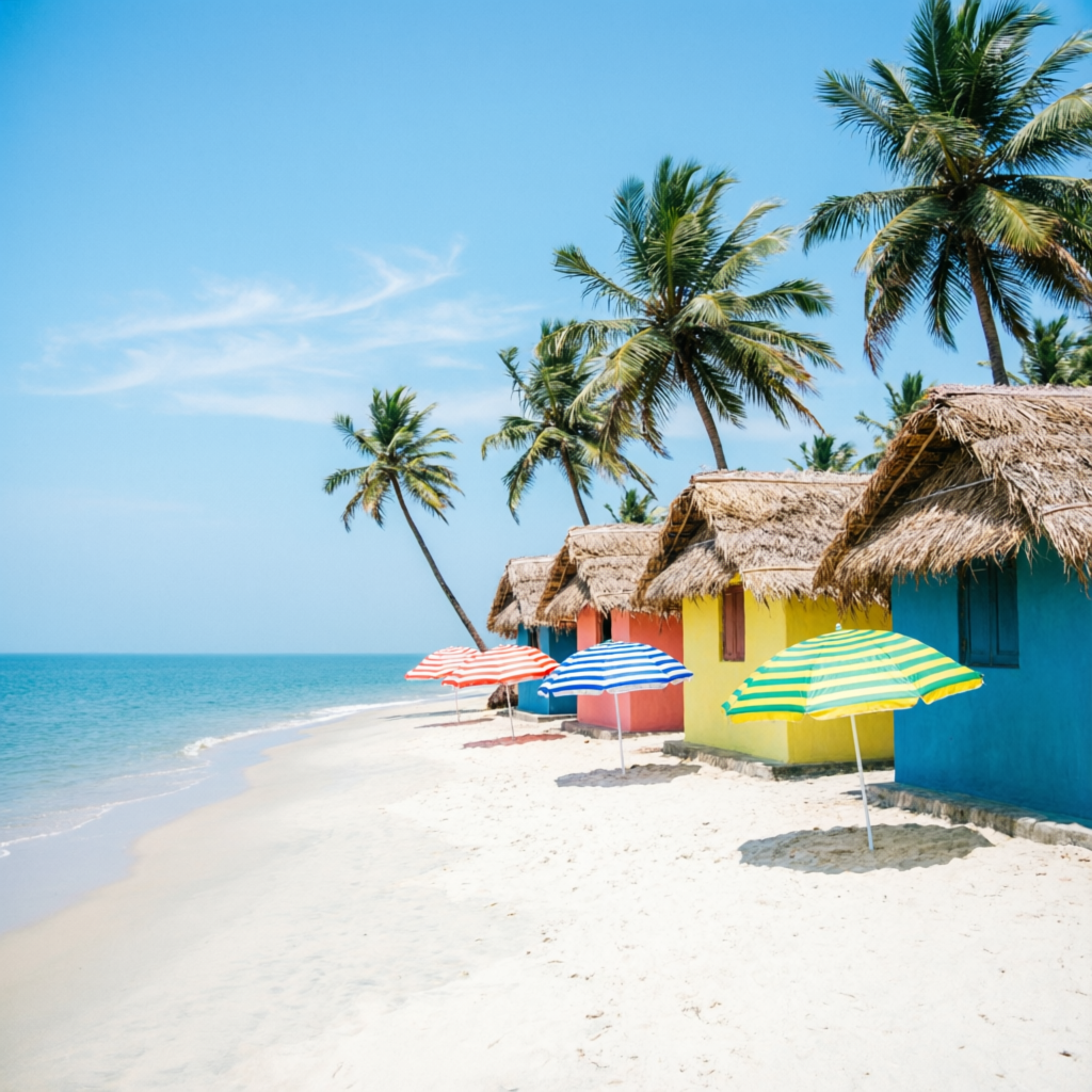 Beach shacks and umbrellas at Calangute