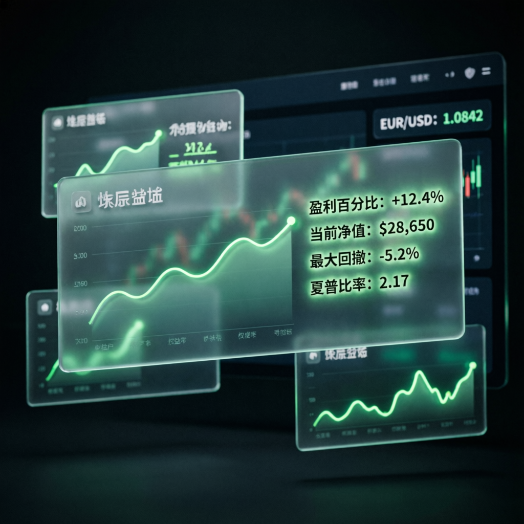 Forex account management dashboard with multiple account metrics