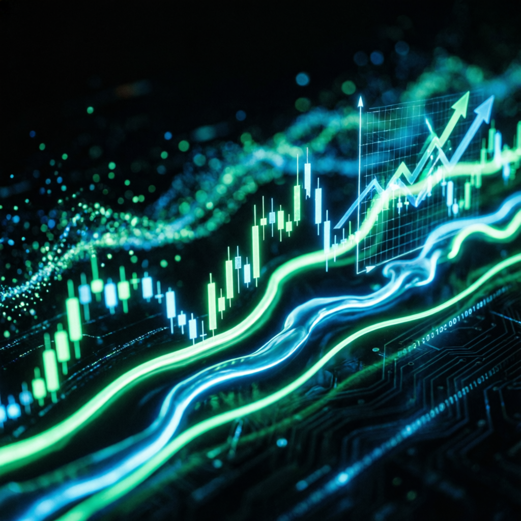 Abstract financial data visualization showing Apex evaluation metrics