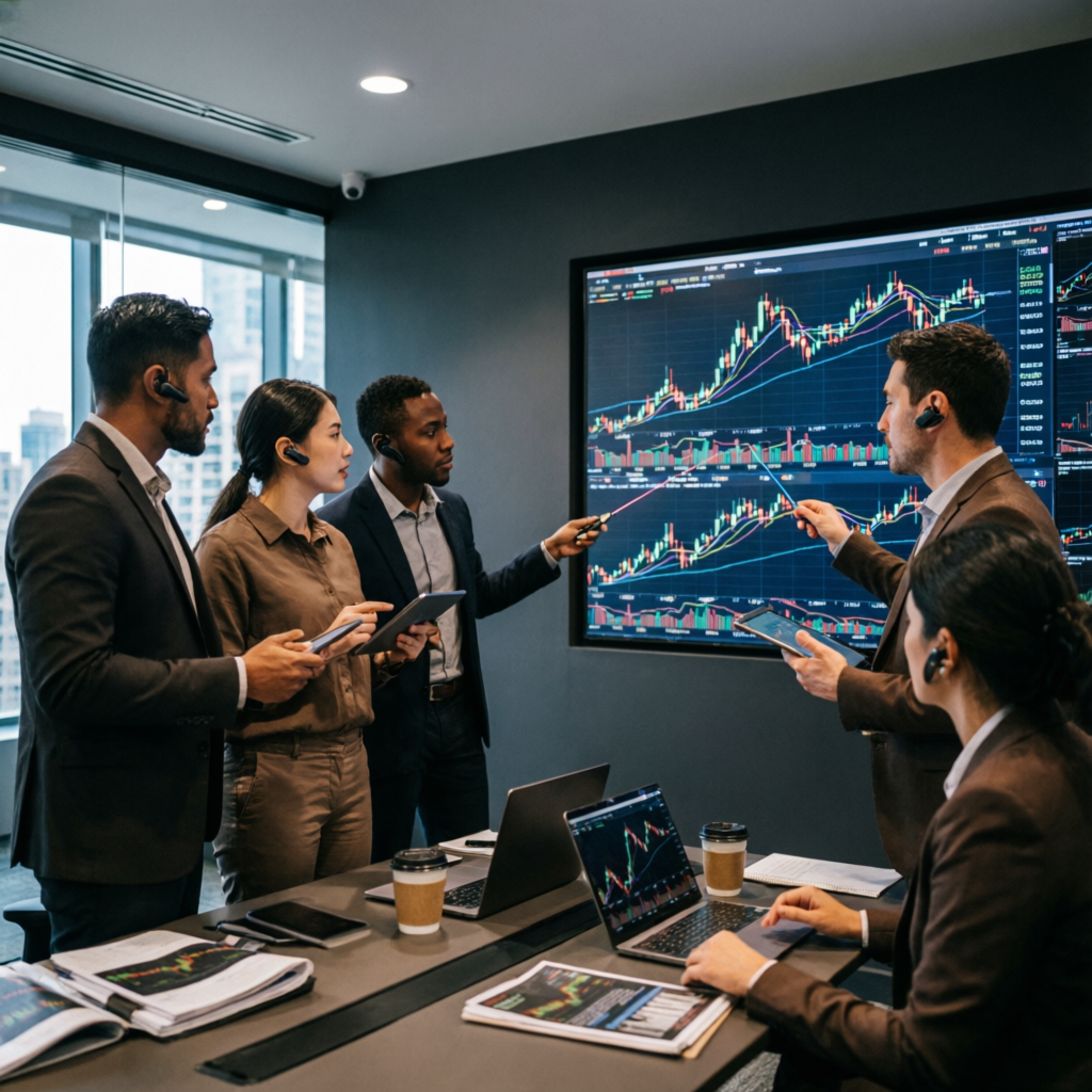 PFM Capitals Professional Trading Team Analyzing Charts