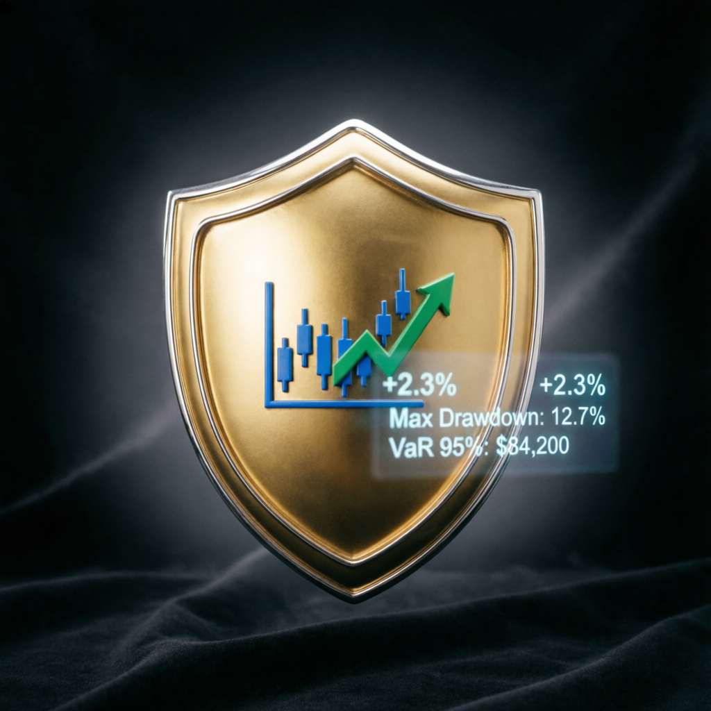 Golden shield protecting trading capital representing Topstep risk management and account security