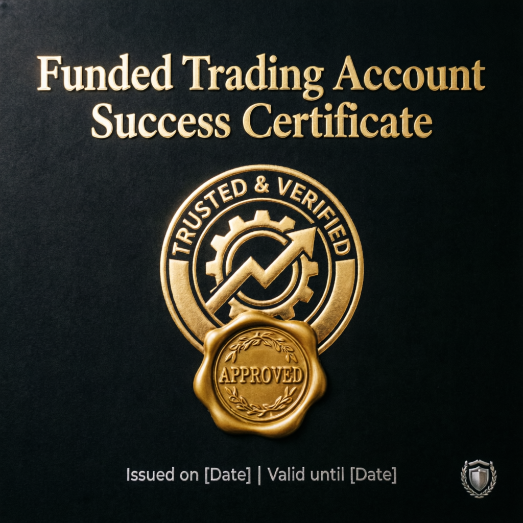 Funded Trading Account Success Certificate with golden seal representing Topstep legitimacy