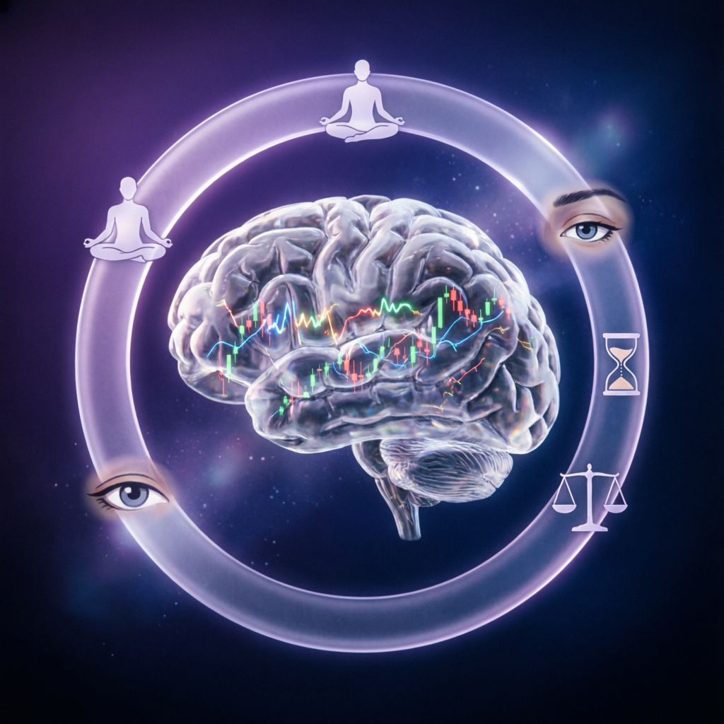 Trading psychology concept showing mental discipline for prop firm evaluation success