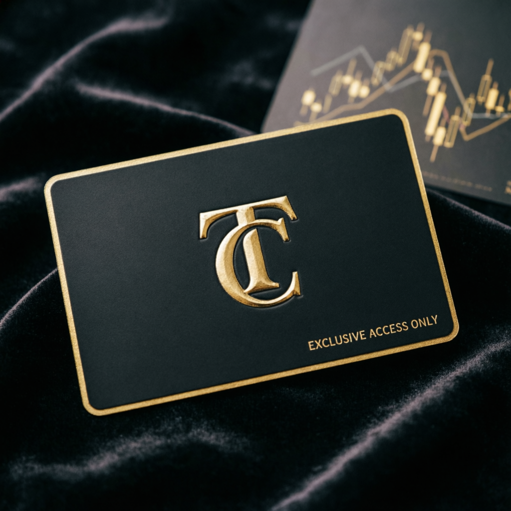 Exclusive VIP membership card with gold accents representing premium prop firm passing service access
