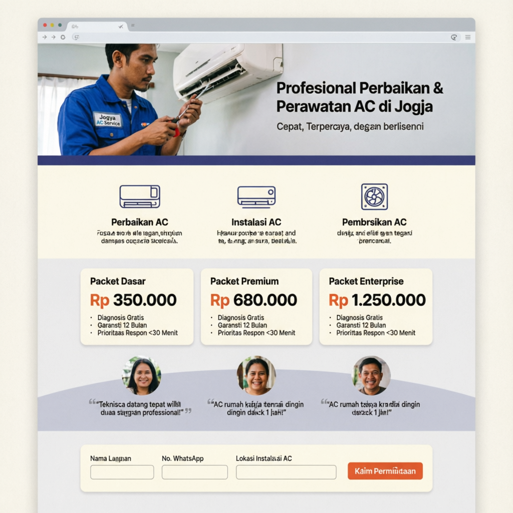 Jasa Servis AC Jogja - Contoh Konsep Growsee Studio