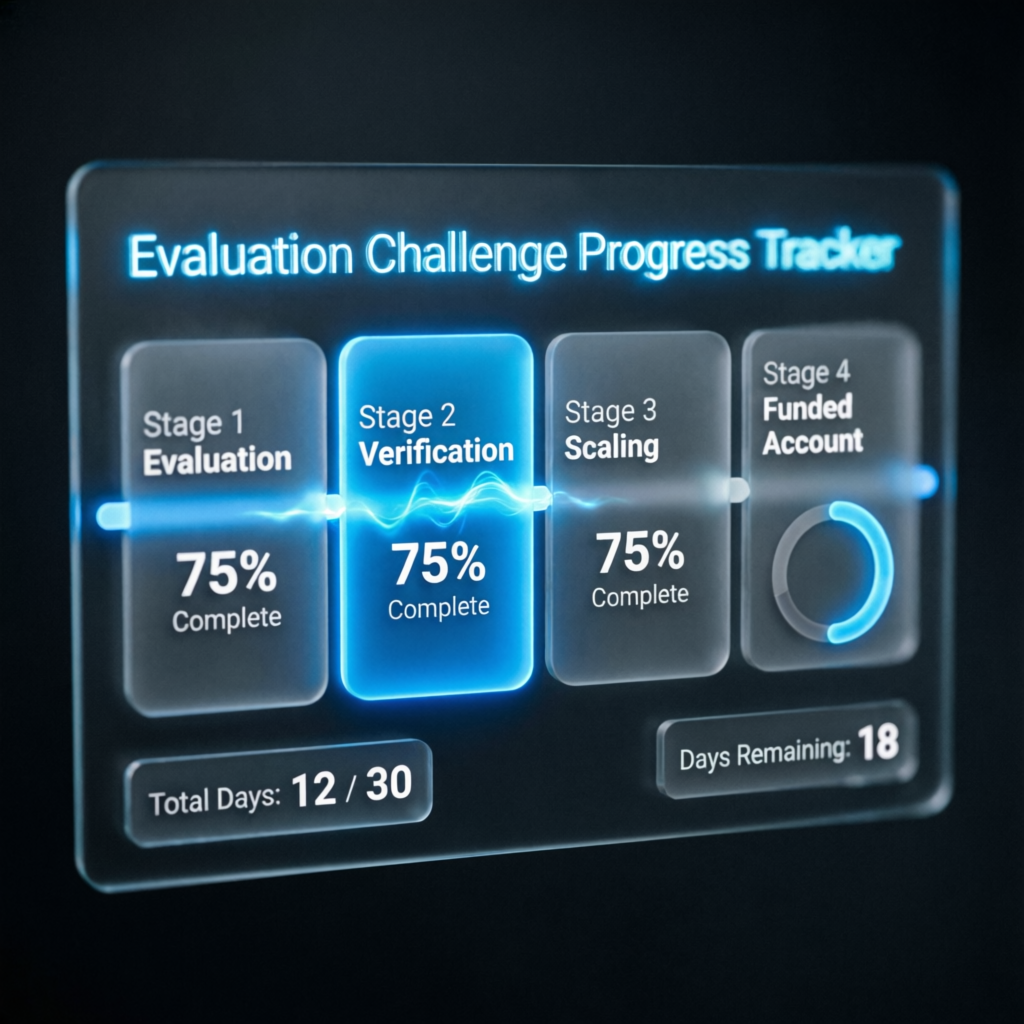 Apex Trader Funding evaluation challenge progress tracker showing stages