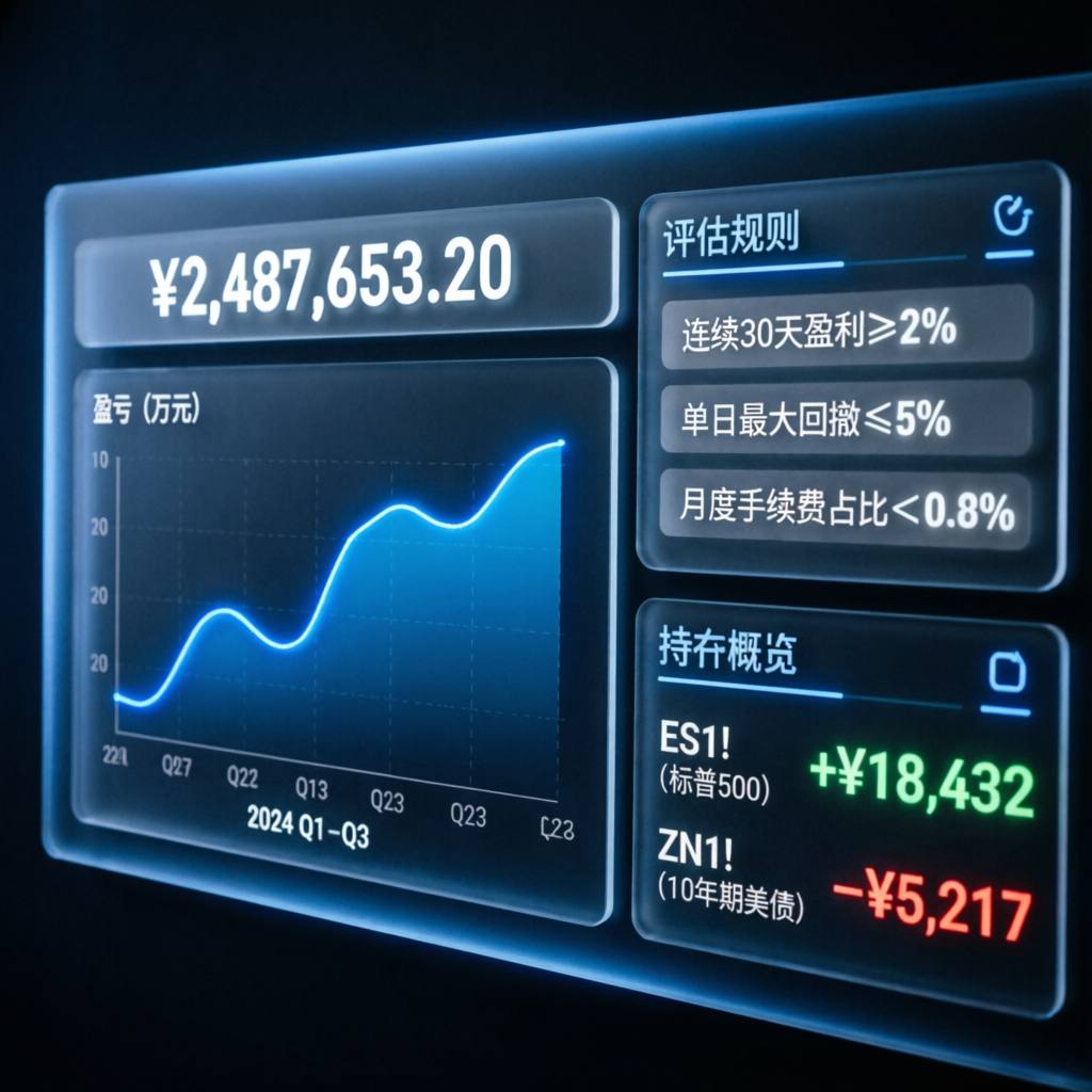 Apex Trader Funding dashboard showing account balance and evaluation rules