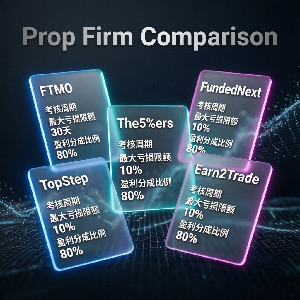 Prop firm comparison showing different evaluation requirements