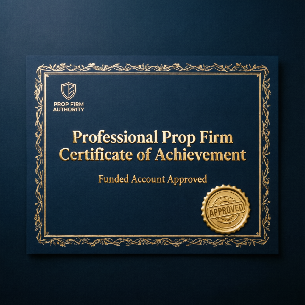 Professional prop firm certificate of achievement - funded account approved