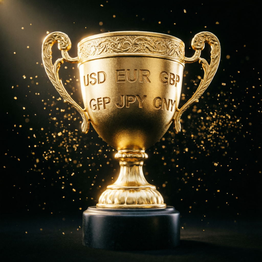 Golden trophy representing prop firm challenge success and funded account achievement