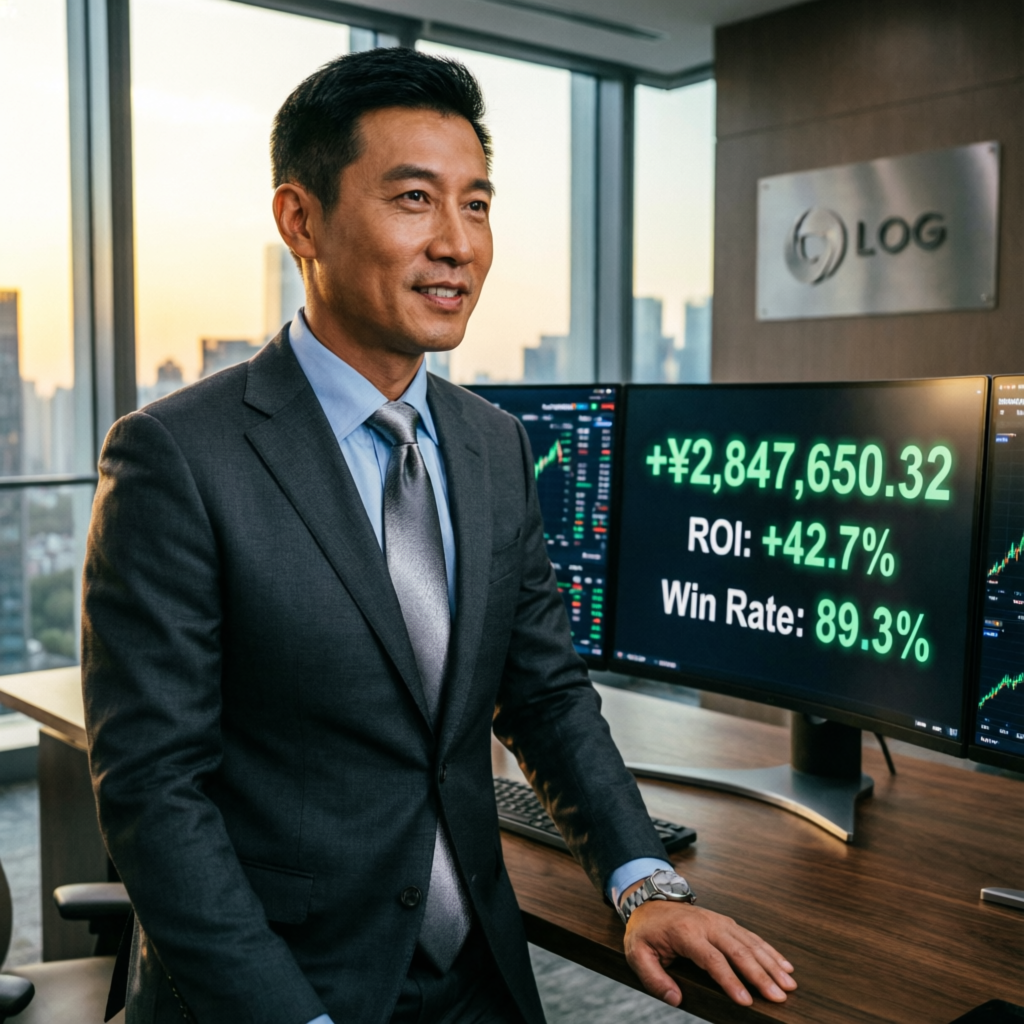 Successful funded trader with profitable trading results showing ROI and win rate