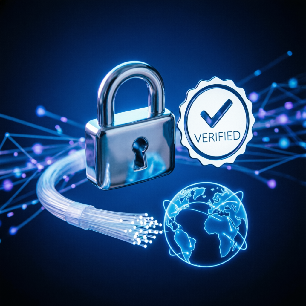 Security and trust verification with lock icon and verified badge for prop firm services