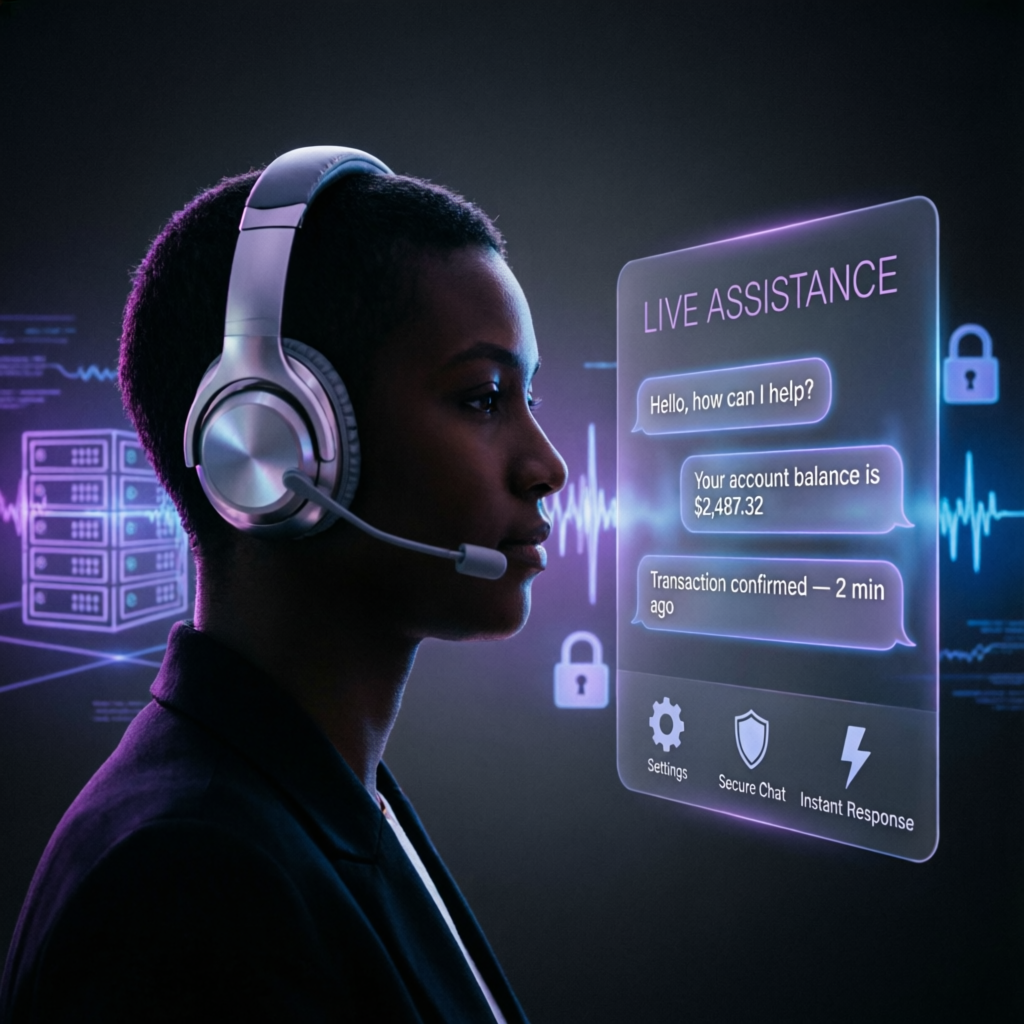24/7 customer support with live assistance chat interface for prop firm traders