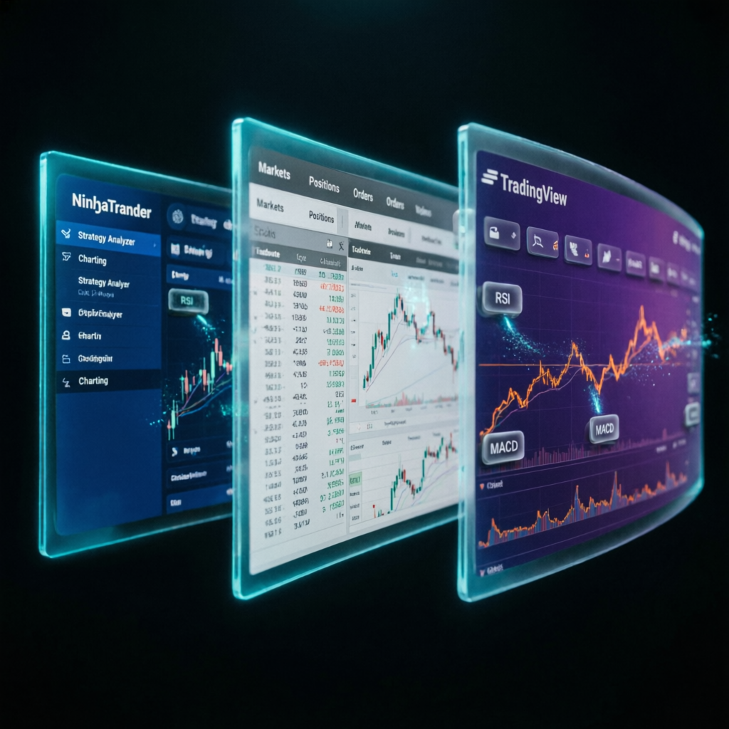 Multiple trading platforms including NinjaTrader, Tradovate, and TradingView for Topstep futures trading