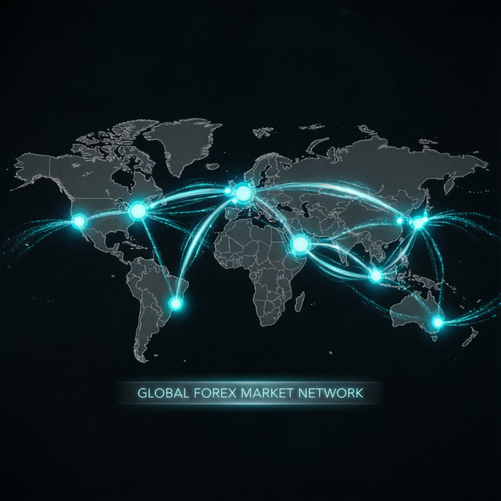 Global forex market network showing Apex Trader Funding worldwide presence