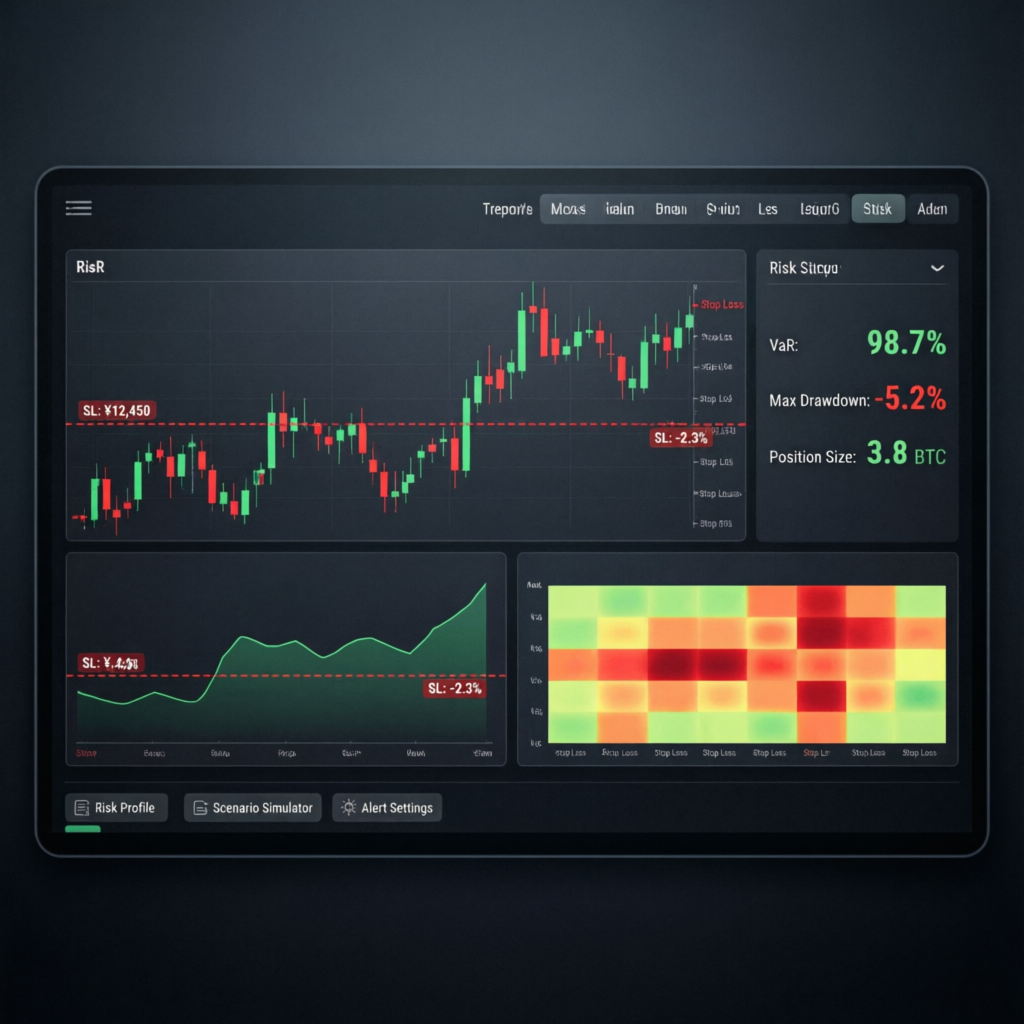 Risk management dashboard showing Apex Trader Funding drawdown and position sizing